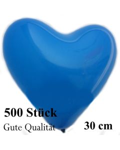 Herzluftballons Blau, Gute Qualität, 500 Stück, 30 cm