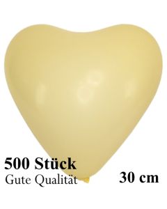 Herzluftballons Elfenbein, Gute Qualität, 500 Stück, 30 cm