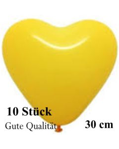 Herzluftballons Gelb, Gute Qualität, 10 Stück, 30 cm