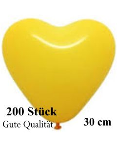 Herzluftballons Gelb, Gute Qualität, 200 Stück, 30 cm