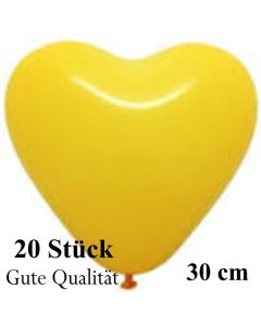 Herzluftballons Gelb, Gute Qualität, 20 Stück, 30 cm