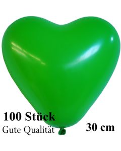 Herzluftballons Grün, Gute Qualität, 100 Stück, 30 cm