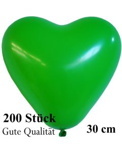 Herzluftballons Grün, Gute Qualität, 200 Stück, 30 cm
