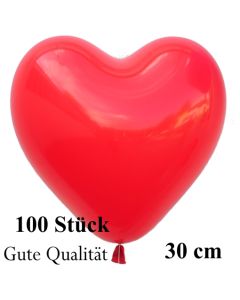 Herzluftballons Rot, Gute Qualität, 100 Stück, 30 cm