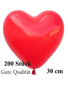 Herzluftballons Rot, Gute Qualität, 200 Stück, 30 cm