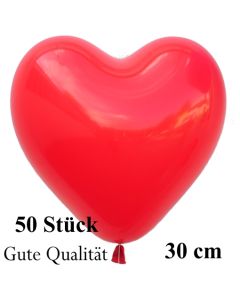 Herzluftballons Rot, Gute Qualität, 50 Stück, 30 cm