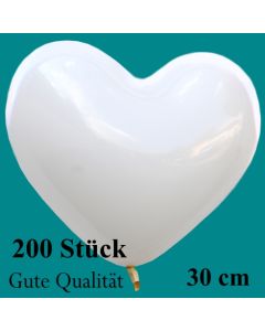 Herzluftballons Weiß, Gute Qualität, 200 Stück, 30 cm