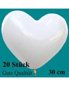 Herzluftballons Weiß, Gute Qualität, 20 Stück, 30 cm