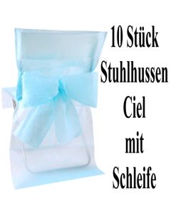 Stuhlhussen, Himmelblau, mit Schleife, 10 Stück