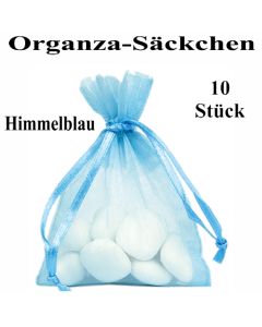 Organza-Beutel Himmelblau für Taufmandeln oder Hochzeitsmandeln