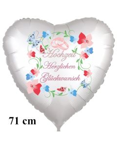 Hochzeit - Herzlichen Glückwunsch. 71 cm Herzballon zur Hochzeit, Folienballon inklusive Helium