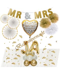 Alles Gute zur Hochzeit Deko-Set zur Hochzeit in Gold, Weiß und Creme