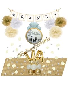Personalisiertes Best Wishes Deko-Set zur Hochzeit in Gold, Weiß und Creme
