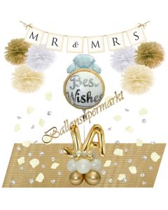 Best Wishes Deko-Set zur Hochzeit in Gold, Weiß und Creme