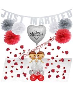 Hochzeitspaar Deko-Set zur lesbischen Hochzeit in Rot, Silber und Weiß