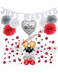 Hochzeitspaar Deko-Set zur Gay Hochzeit in Rot, Silber und Weiß