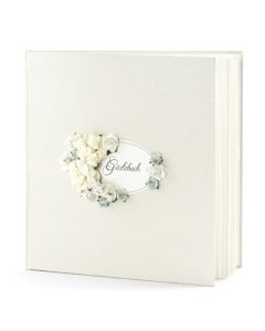 Hochzeit Gästebuch, créme mit Rosen