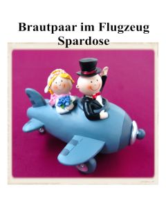 Hochzeitsdeko, Brautpaar im Flugzeug, Spardose, Tischdekoration Hochzeit