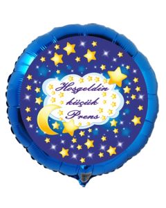Rundluftballon in Blau, 45 cm "Hoşgeldin küçük Prens"