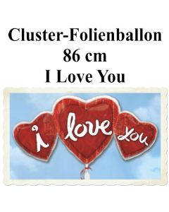 I Love you Herz-Cluster-Folienballon mit Helium