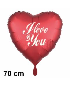 I love you. Herzluftballon aus Folie, 70 cm, satin-rot, mit helium