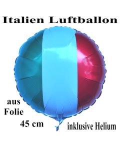 Italien Luftballon, Folienballon 45 cm mit den Italienfarben, Ballon mit Helium-Ballongas