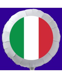 Italienische Flagge Luftballon aus Folie mit Helium-Ballongas, weißer Rundballon