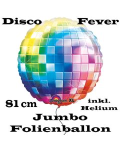 Jumbo Folienballon Partydeko Disco, Mottoparty 70er, Ballon inklusive Helium 