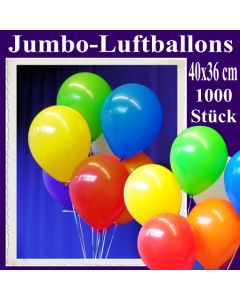 Jumbo Luftballons 40 cm x 36 cm, große Latex-Rundballons, 1000 Stück