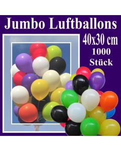 Jumbo Luftballons 40 x 30 cm, 1000 Stück, Farbauswahl