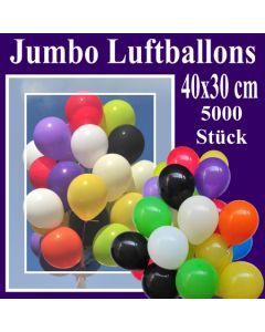 Jumbo Luftballons 40 x 30 cm, 5000 Stück, Farbauswahl