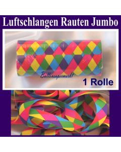 Jumbo Luftschlangen mit bunten Rauten, 1 Rolle, zu Karneval und Fasching