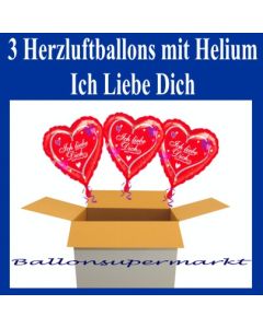 ich liebe dich, 7 Stück Herzluftballons aus Folie mit Herzen