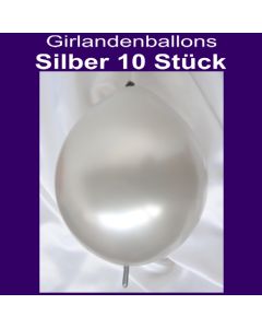Kettenballons-Metallic-Silber-10-Stueck-30-cm-Girlanden-Luftballons