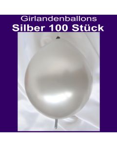 Kettenballons-Metallic-Silber-100-Stueck-30-cm-Girlanden-Luftballons