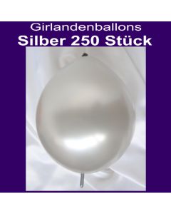 Kettenballons-Metallic-Silber-250-Stueck-30-cm-Girlanden-Luftballons