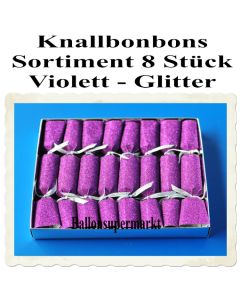 Knallbonbons Sortiment Violett Glitter 8 Stück