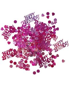 Holografisches Happy Birtday Konfetti zum Geburtstag, Pink