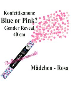 Konfettikanone Blue or Pink, Gender Reveal, rosa