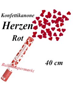 Konfettikanone, Herzen in Rot, 40 cm