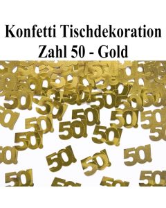 Konfetti Tischdekoration Zahl 50, Gold