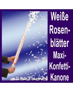 Konfettikanone Weiße Rosenblätter Maxi