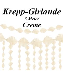 Krepp-Girlande Creme, 3 Meter