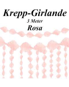 Krepp-Girlande Rosa, 3 Meter