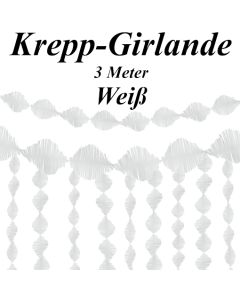 Krepp-Girlande Weiß, 3 Meter