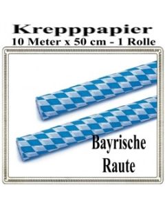 Krepppapier Bayrische Raute Dekoration, 1 Rolle, 10 Meter x 50 cm, schwer entflammbar