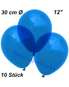 Luftballons Kristall, 30 cm, Blau, 10 Stück