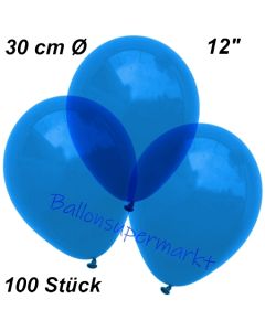 Luftballons Kristall, 30 cm, Blau, 100 Stück