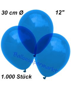 Luftballons Kristall, 30 cm, Blau, 1000 Stück