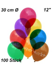 Luftballons Kristall, 30 cm, Bunt gemischt, 100 Stück